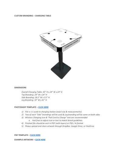 Cover of Veloxity - Charging Table Branding Specs - White Label
